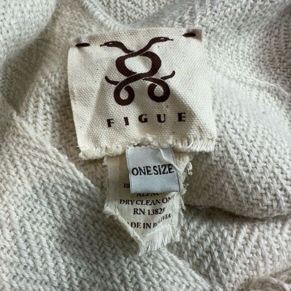 FIGUE 100% Superfine Alpaca Woven Fringe Blanket Wrap Poncho - Picture 5 of 9